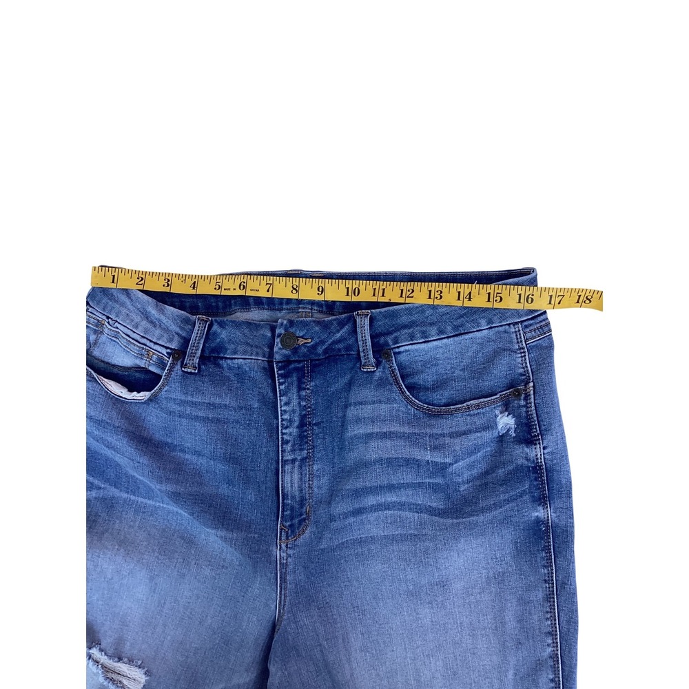 Arizona Jean Co Mid Rise Straight Leg Distressed Ripped Jeans Blue - Picture 6 of 8